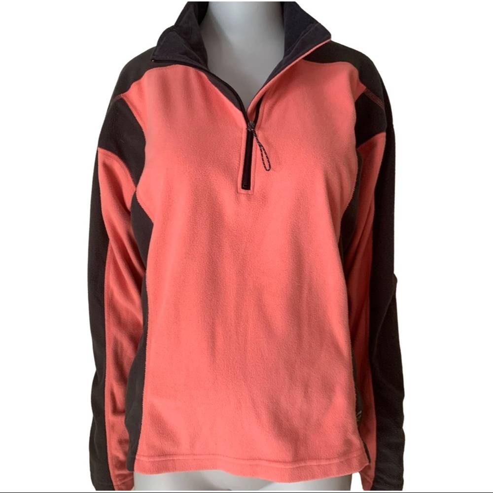 MOUNTAIN HARDWEAR 1/4 Zip Fleece Pullover Coral Pink Charcoal Grey Athletic SM